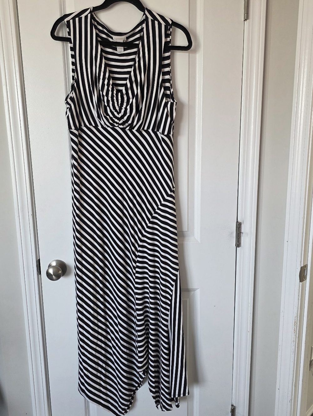 Chicos Maxi Dress Stretchy Hankerchief Hem Size Large Or 12 Chicos Size 2